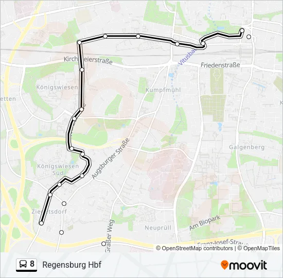 Автобус 8: карта маршрута