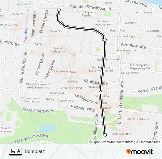 Автобус A: карта маршрута