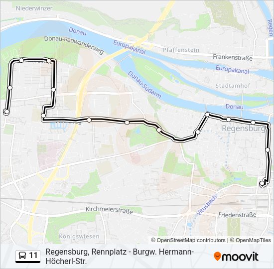 Автобус 11: карта маршрута
