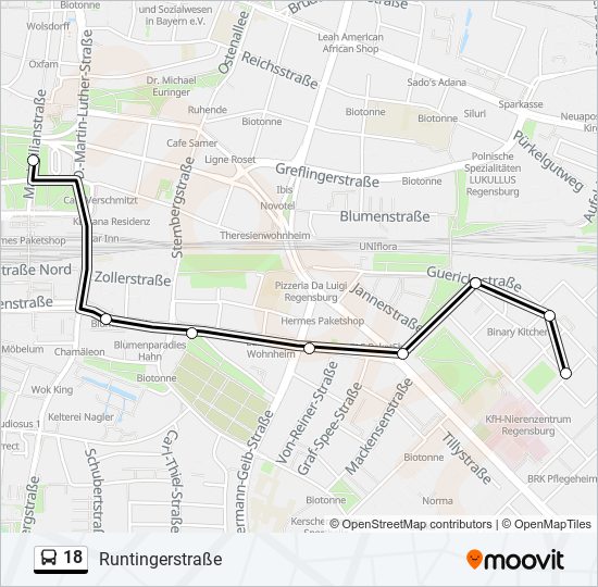 Buslinie 18 Karte