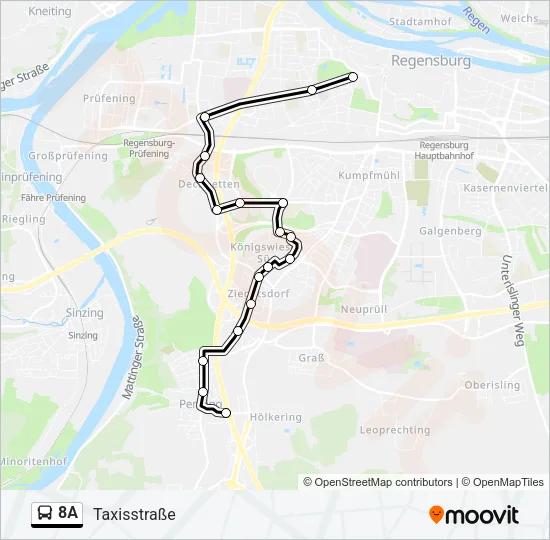 Автобус 8A: карта маршрута