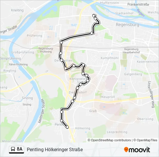 Автобус 8A: карта маршрута