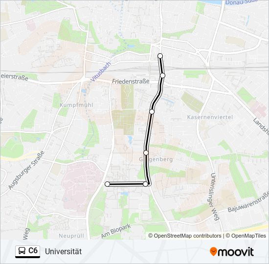Автобус C6: карта маршрута