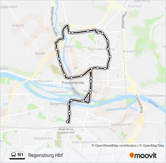 Автобус N1: карта маршрута