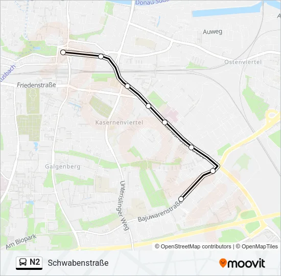 N2 Bus Line Map