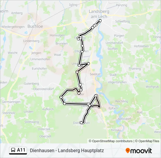 Автобус A11: карта маршрута