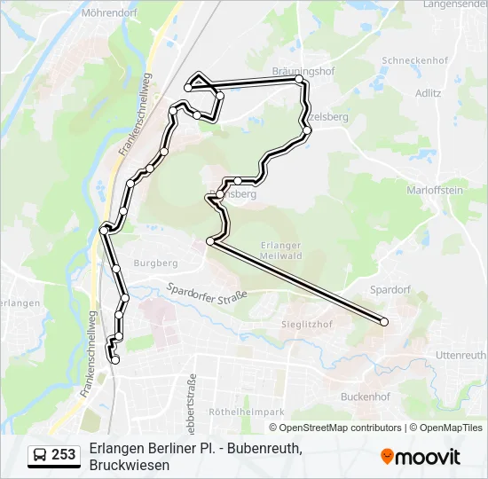 253 Bus Line Map