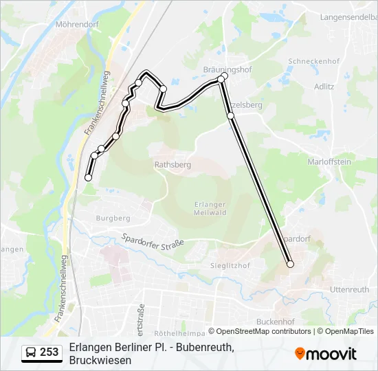 253 Bus Line Map