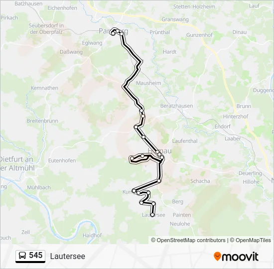 Автобус 545: карта маршрута
