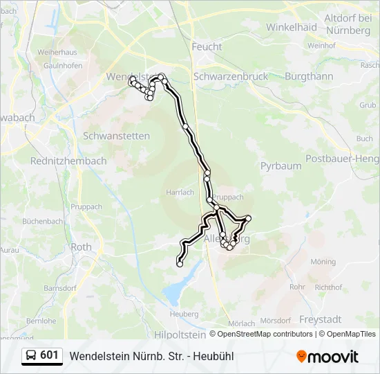 601 Bus Line Map
