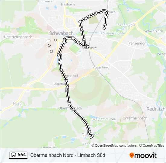 664 Bus Line Map