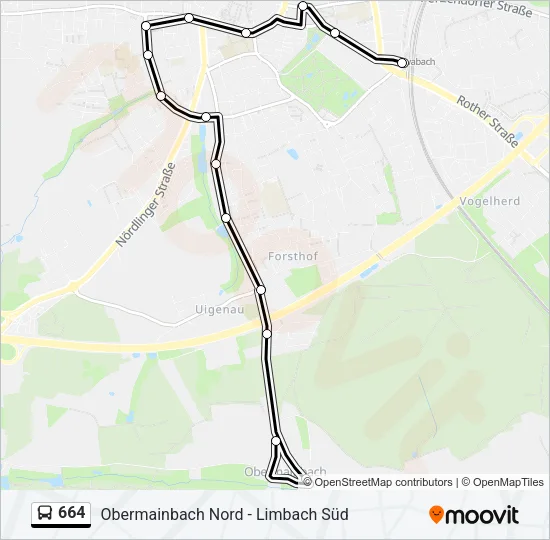 664 Bus Line Map