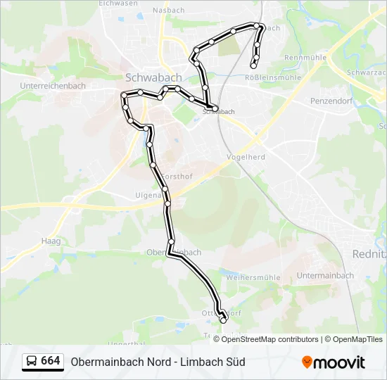 664 Bus Line Map
