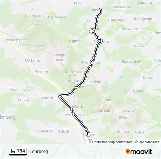 734 Bus Line Map