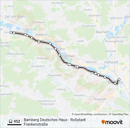 Автобус 952: карта маршрута