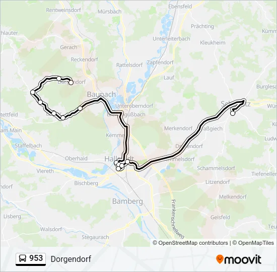 Автобус 953: карта маршрута