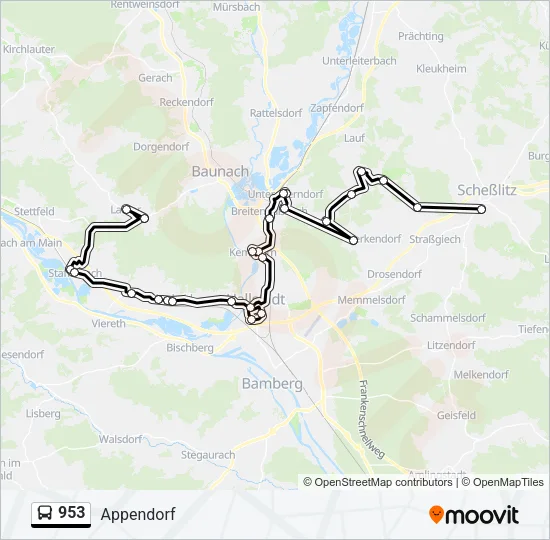 Автобус 953: карта маршрута