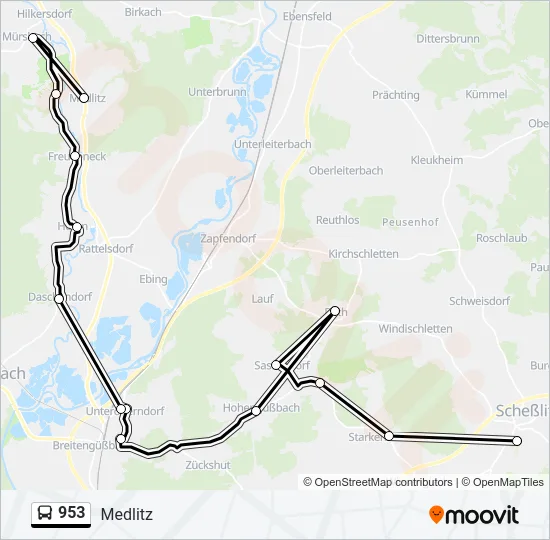 Автобус 953: карта маршрута