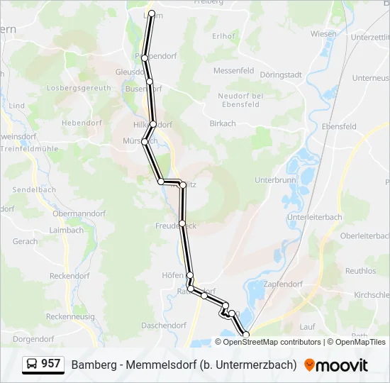 957 Bus Line Map
