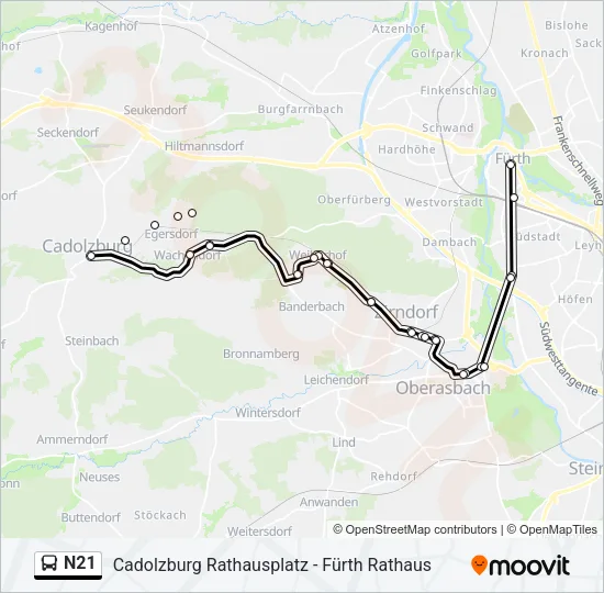 N21 Bus Line Map