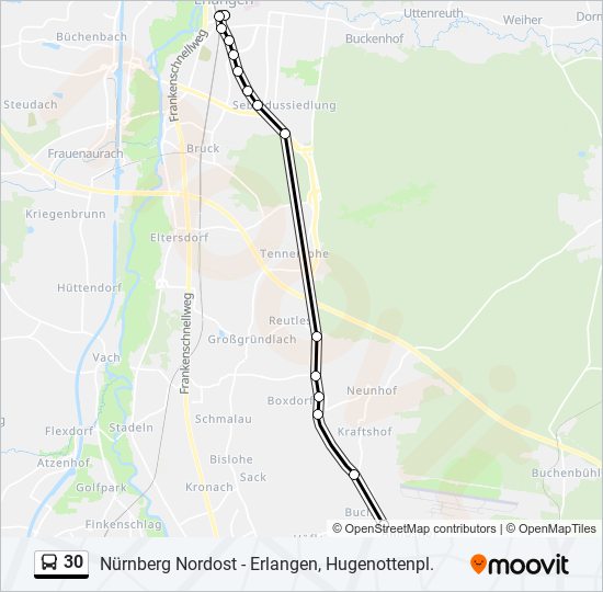 30 bus Line Map