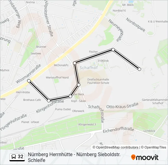 32 Bus Line Map