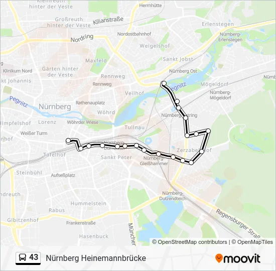 Автобус 43: карта маршрута