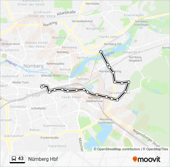 Автобус 43: карта маршрута