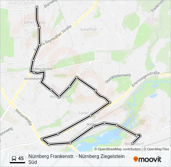 Автобус 45: карта маршрута