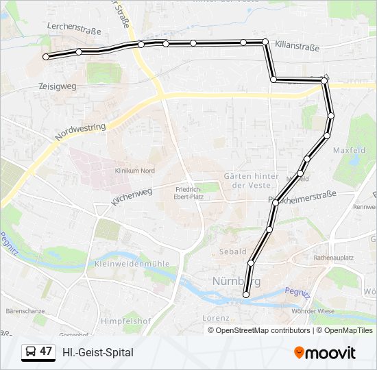 47 bus Line Map