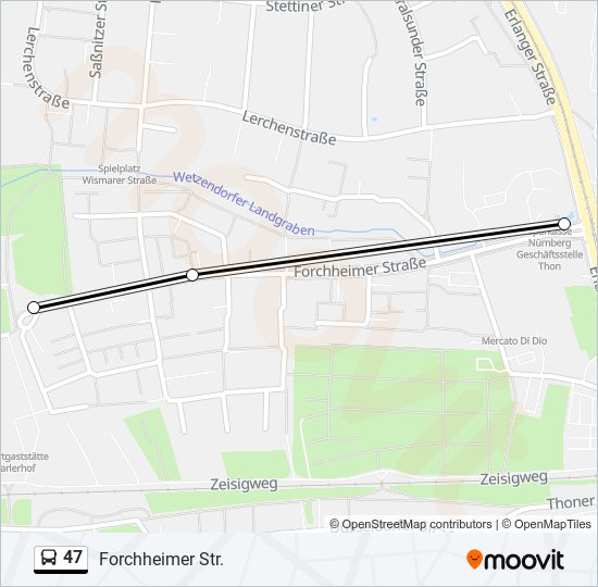 47 bus Line Map