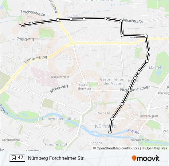 47 bus Line Map