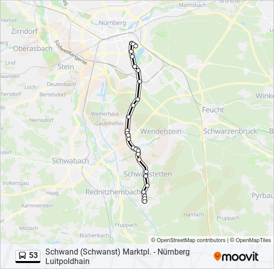 53 Route Fahrpläne, Haltestellen & Karten Nürnberg Luitpoldhain