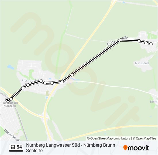 54 bus Line Map