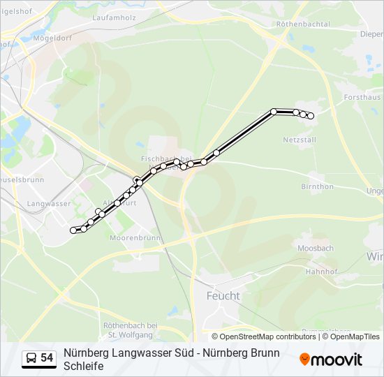 54 bus Line Map