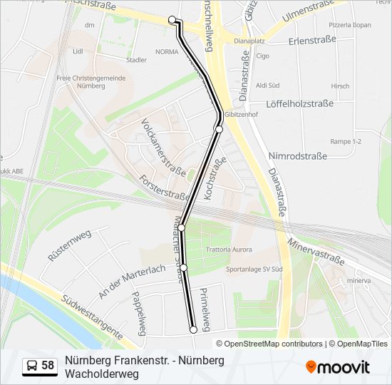 58 bus Line Map