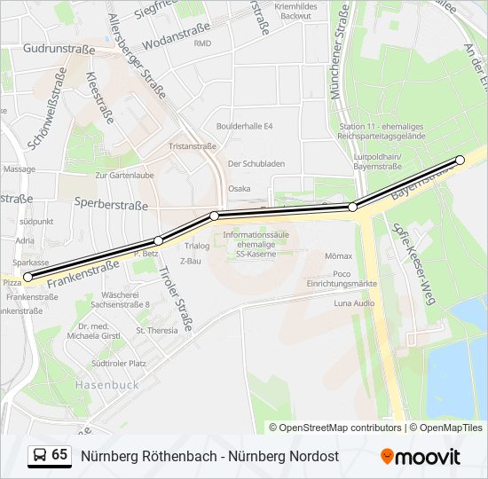 65 bus Line Map