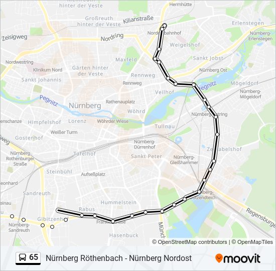 65 bus Line Map