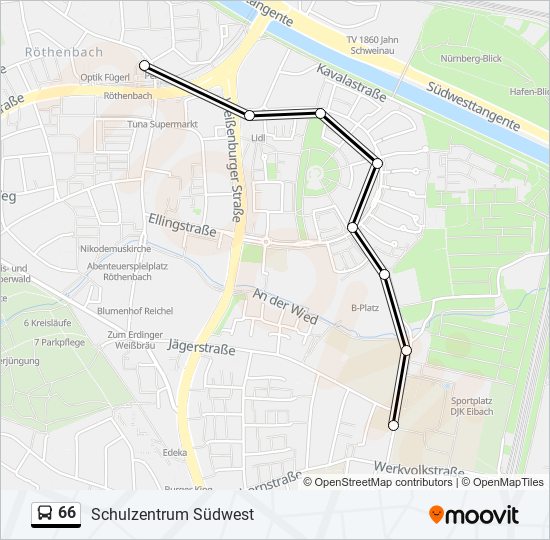 66 bus Line Map