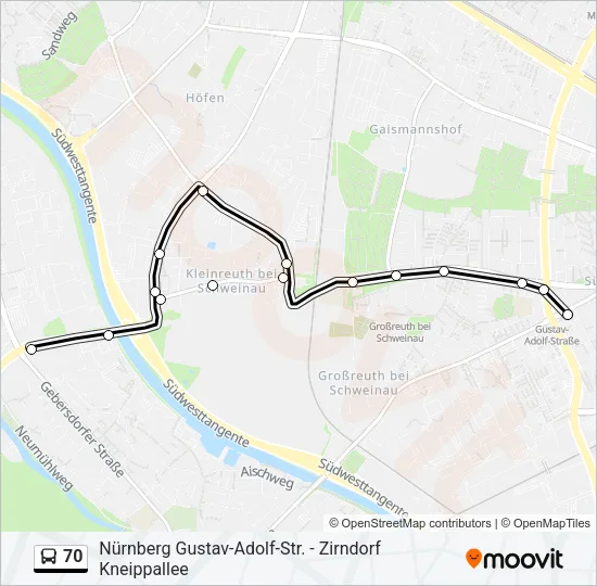 70 Bus Line Map