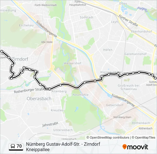 70 Bus Line Map
