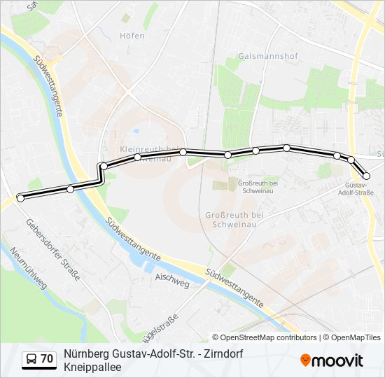 70 bus Line Map