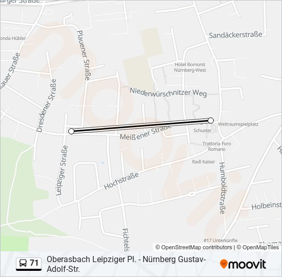 71 bus Line Map