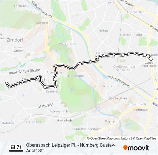 71 bus Line Map