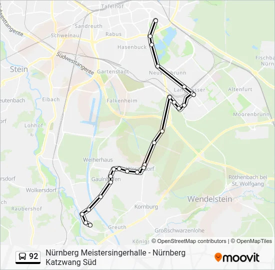 Автобус 92: карта маршрута