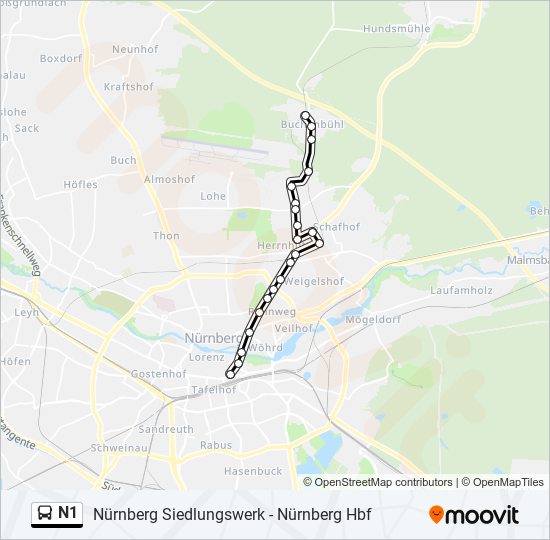 N1 bus Line Map