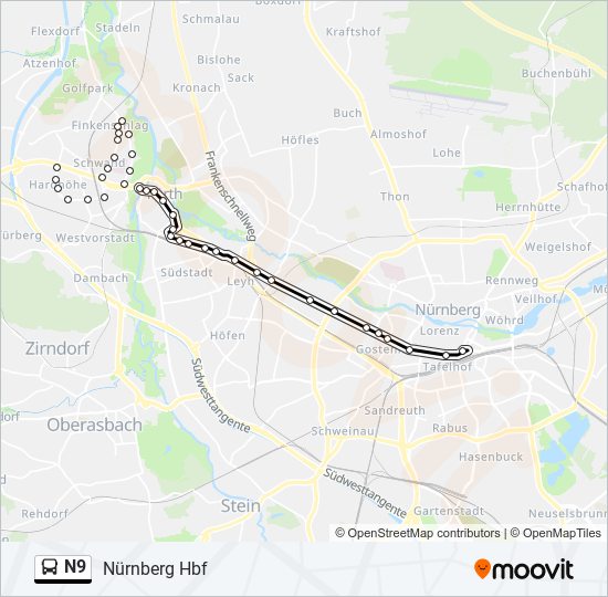 N9 bus Line Map