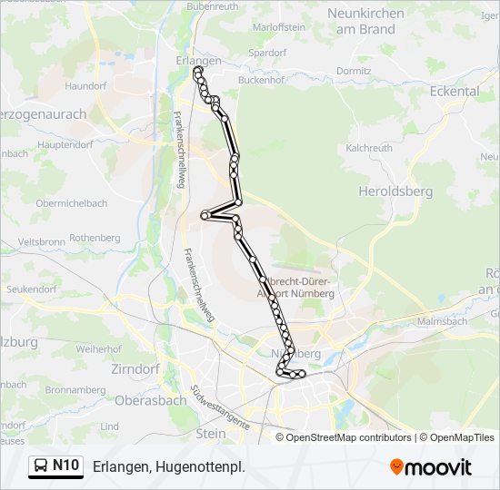 N10 bus Line Map