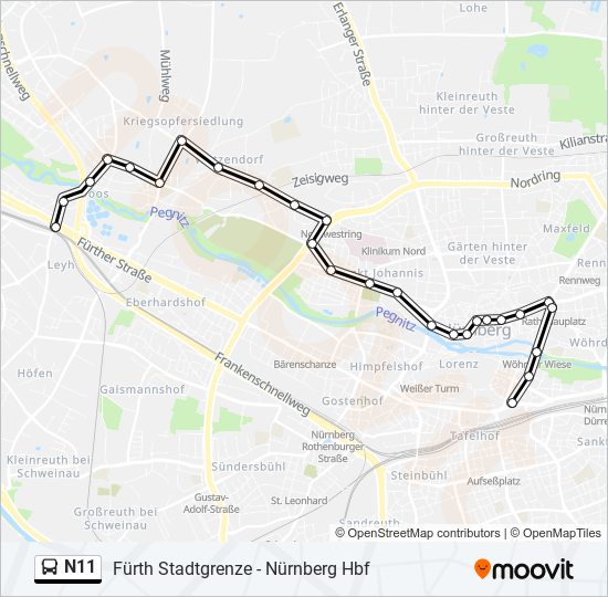N11 bus Line Map