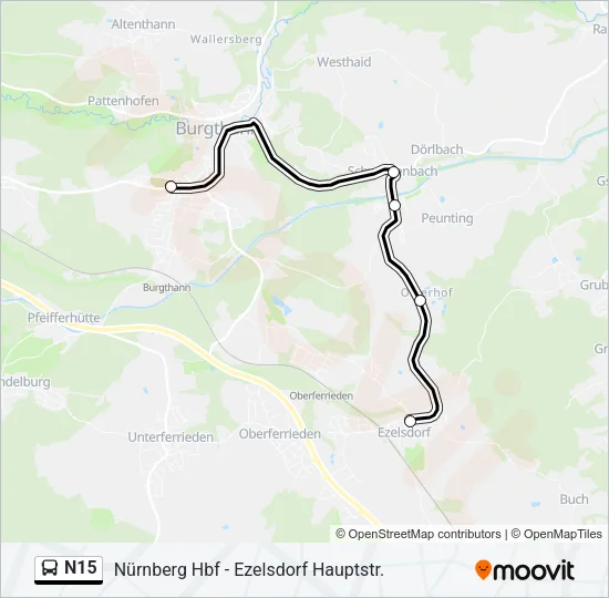N15 Bus Line Map
